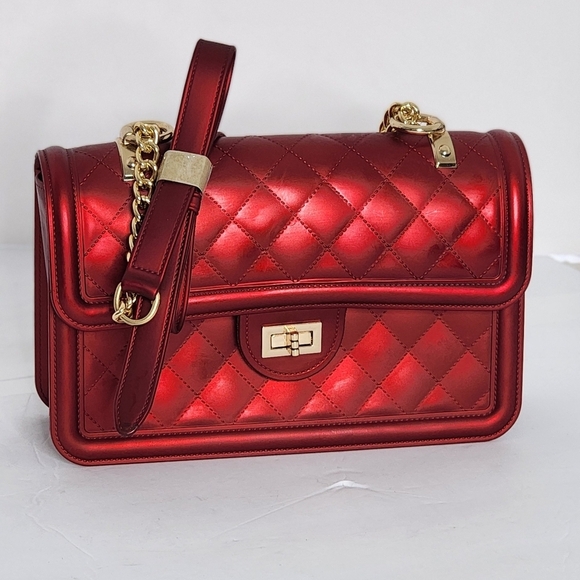 Caleesa Quilted Wine Red Crossbody Jelly Women's Rectangle Shoulder Purse - Picture 4 of 6